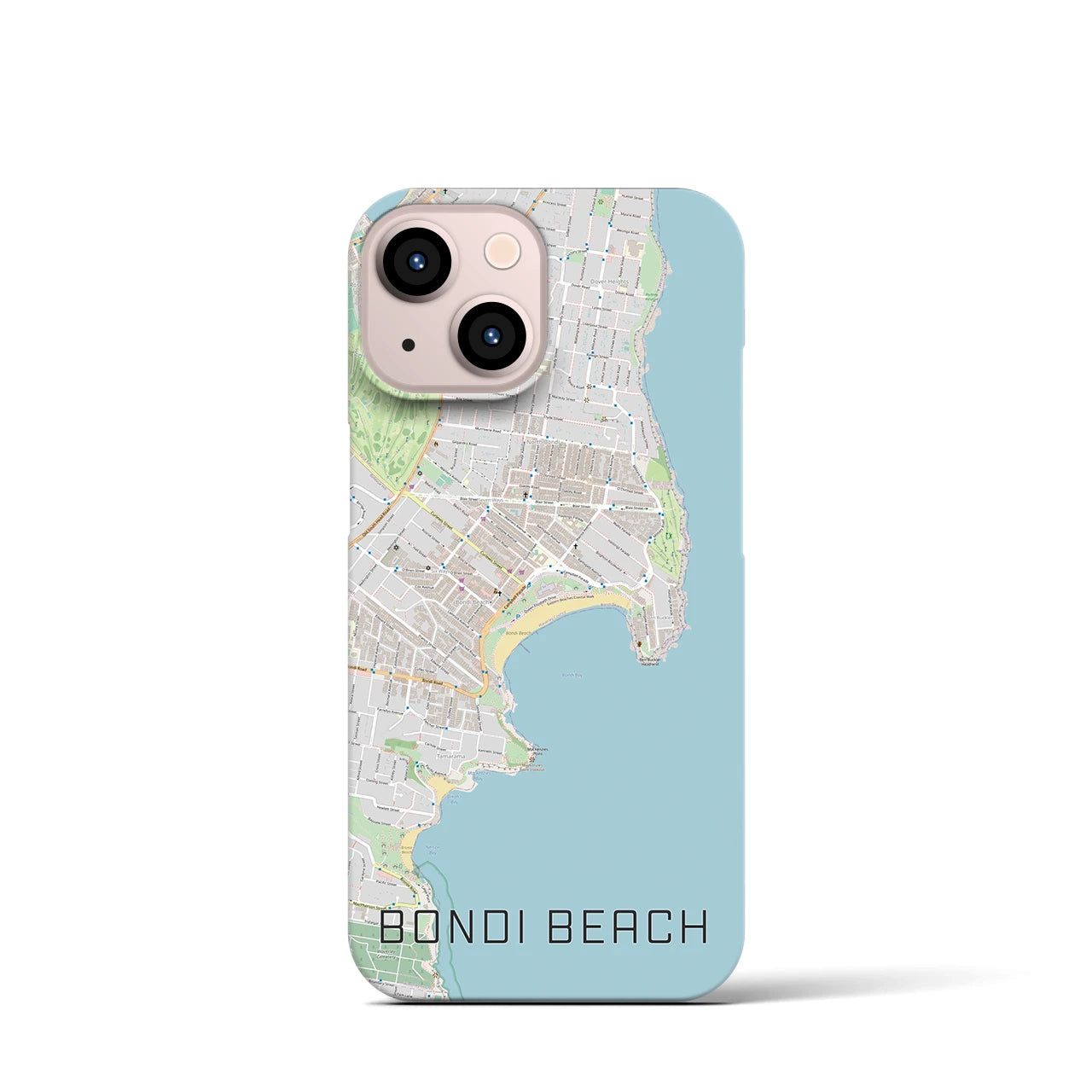 【ボンダイビーチ】地図柄iPhoneケース（バックカバータイプ・ナチュラル）iPhone 13 mini 用