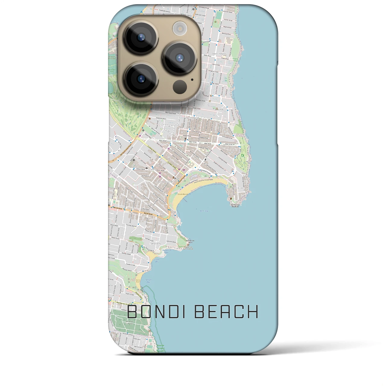 【ボンダイビーチ】地図柄iPhoneケース（バックカバータイプ・ナチュラル）iPhone 14 Pro Max 用