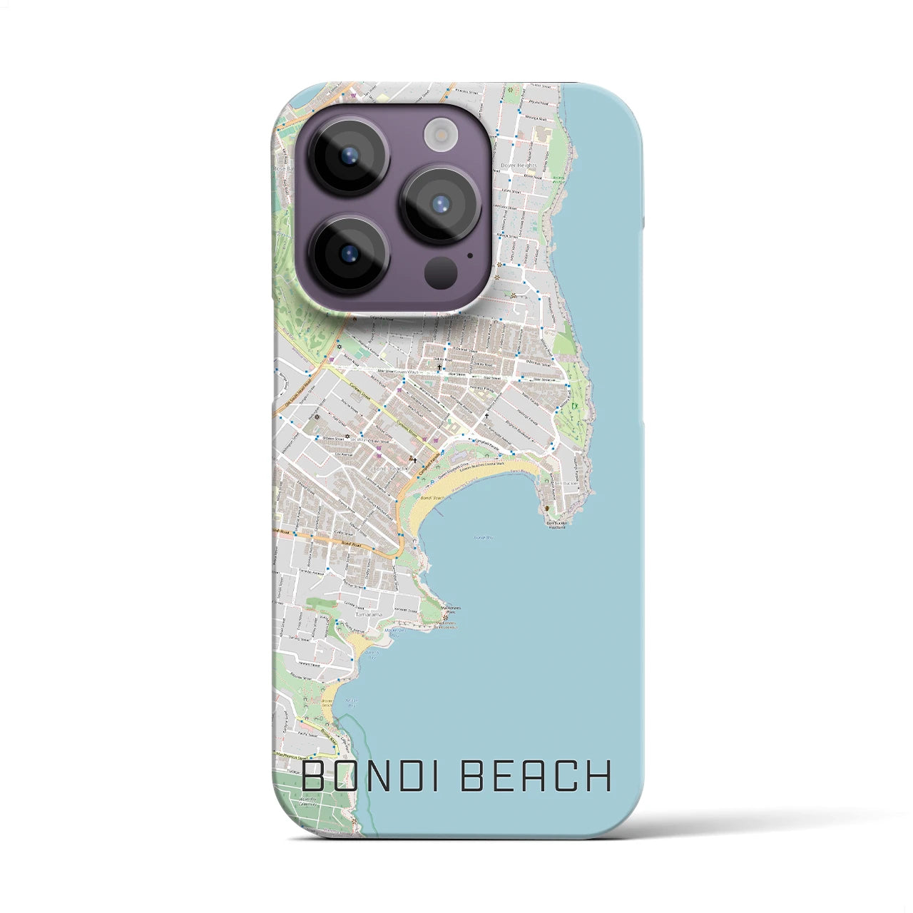 【ボンダイビーチ】地図柄iPhoneケース（バックカバータイプ・ナチュラル）iPhone 14 Pro 用