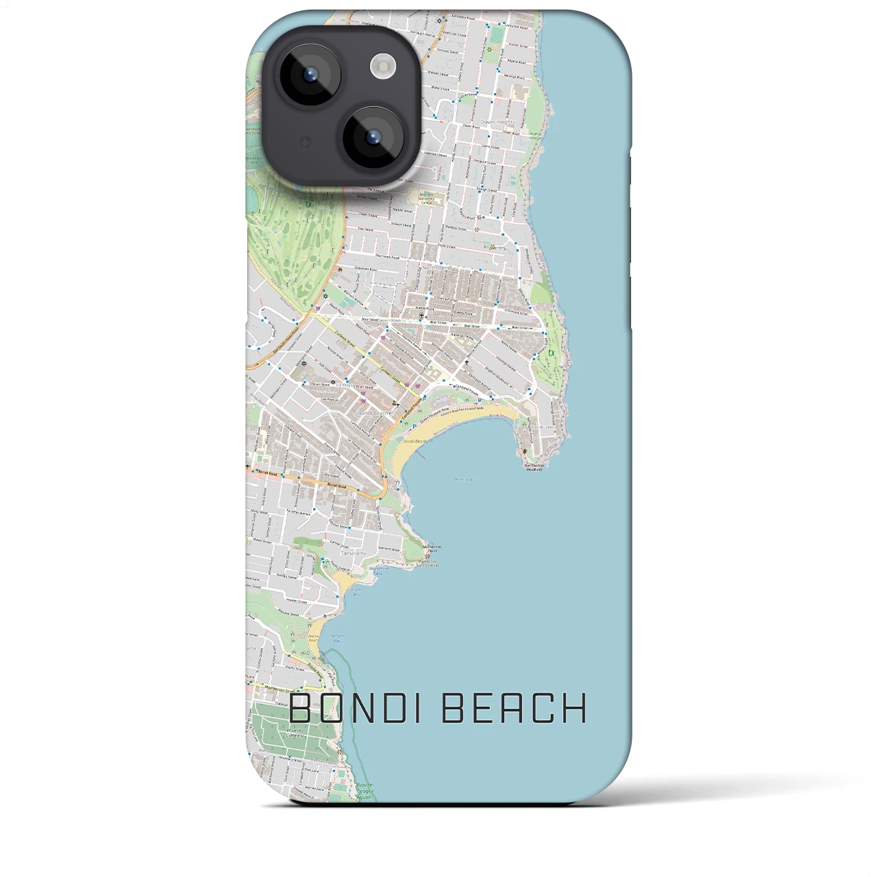 【ボンダイビーチ】地図柄iPhoneケース（バックカバータイプ・ナチュラル）iPhone 14 Plus 用