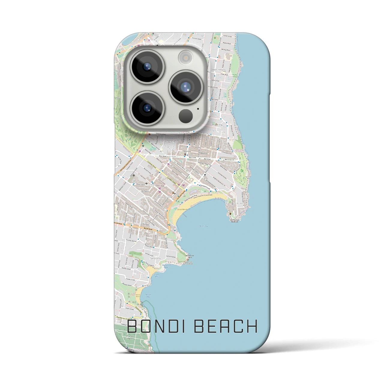 【ボンダイビーチ】地図柄iPhoneケース（バックカバータイプ・ナチュラル）iPhone 15 Pro 用