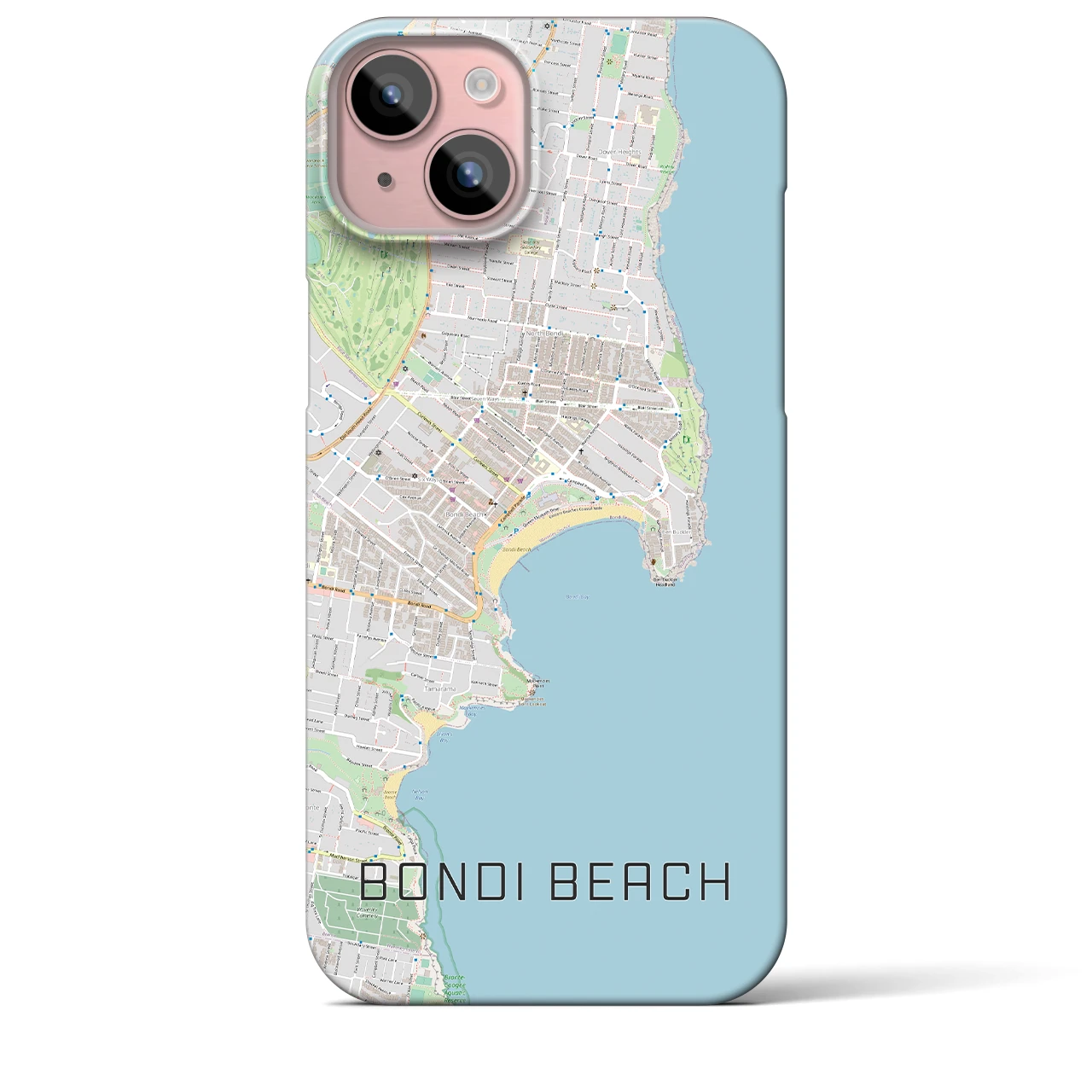 【ボンダイビーチ】地図柄iPhoneケース（バックカバータイプ・ナチュラル）iPhone 15 Plus 用