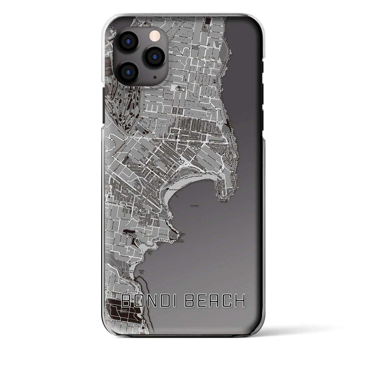 【ボンダイビーチ】地図柄iPhoneケース（クリアタイプ・モノトーン）iPhone 11 Pro Max 用