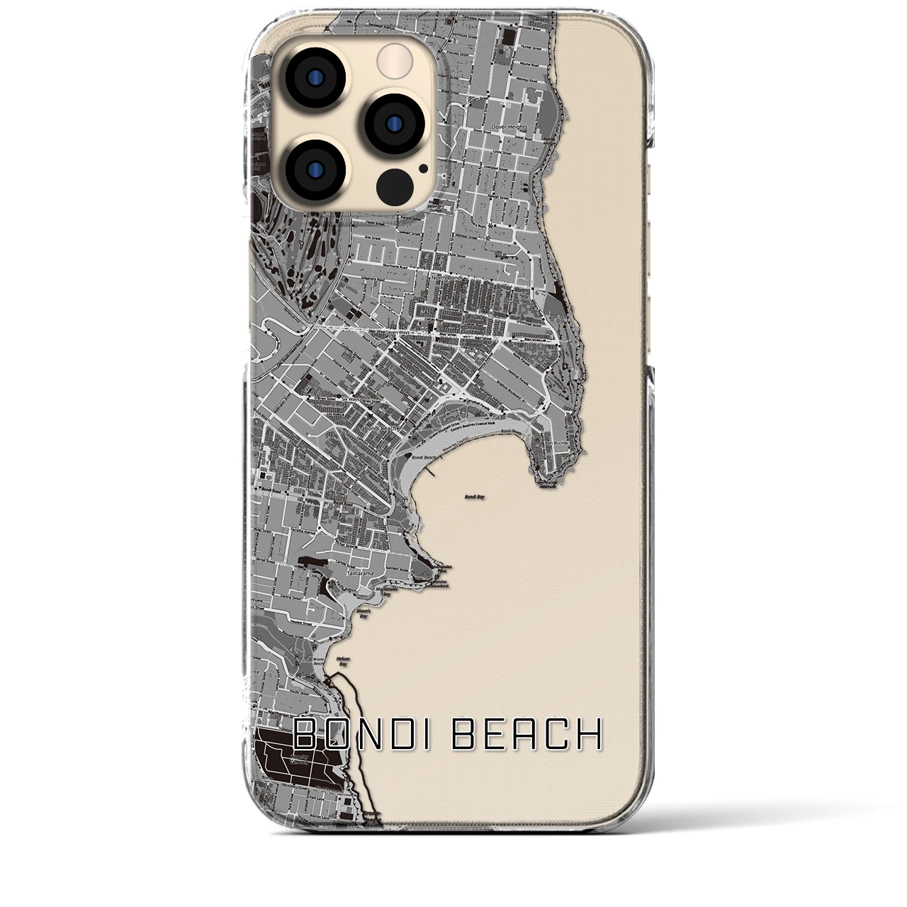 【ボンダイビーチ】地図柄iPhoneケース（クリアタイプ・モノトーン）iPhone 12 Pro Max 用