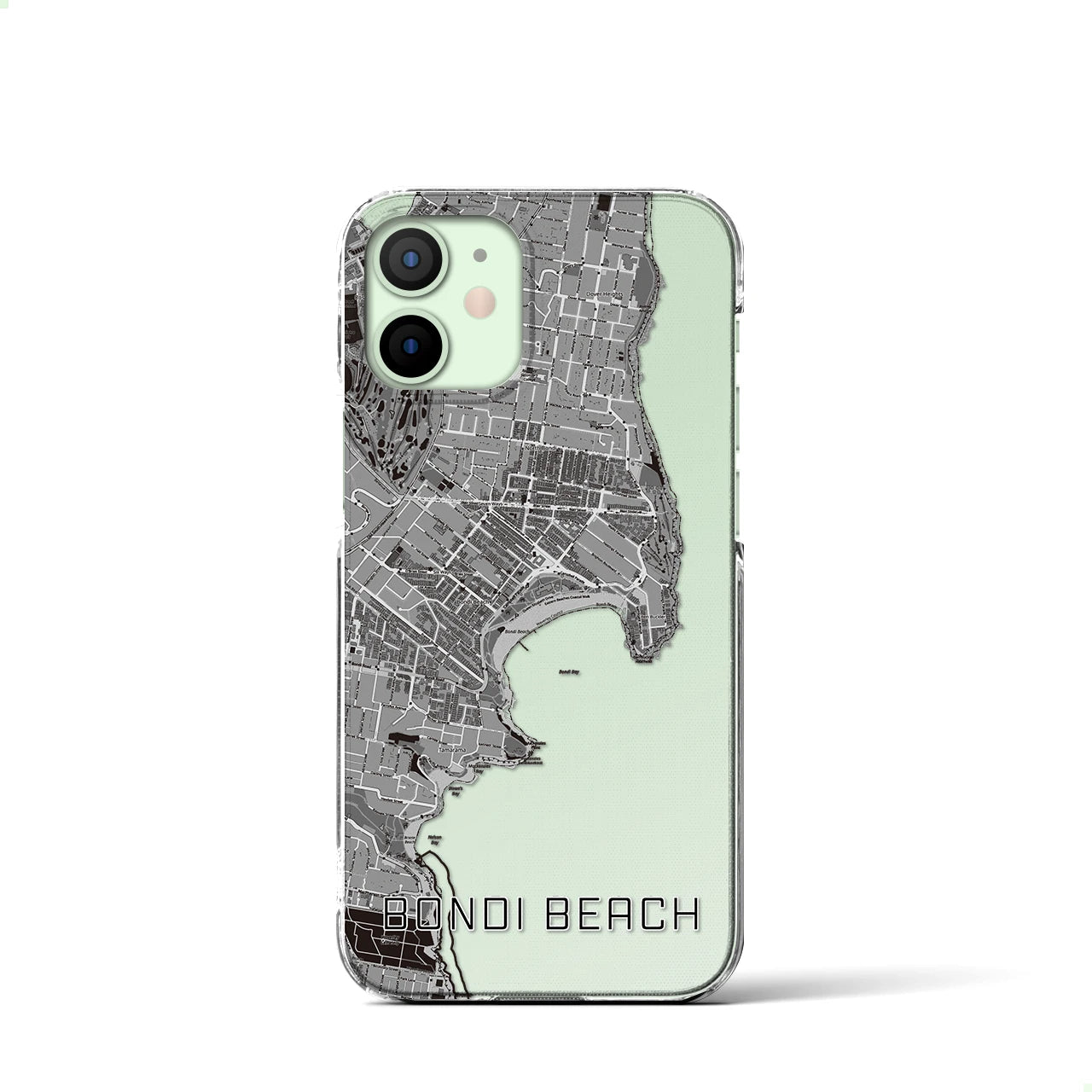 【ボンダイビーチ】地図柄iPhoneケース（クリアタイプ・モノトーン）iPhone 12 mini 用