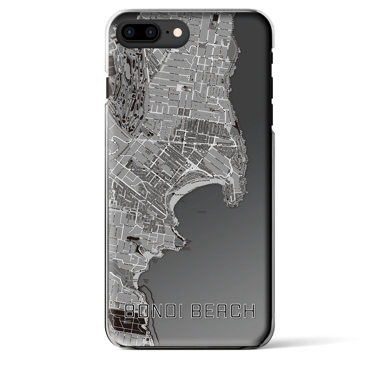 【ボンダイビーチ】地図柄iPhoneケース（クリアタイプ・モノトーン）iPhone 8Plus /7Plus / 6sPlus / 6Plus 用