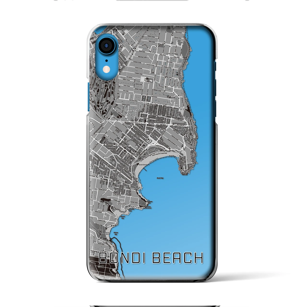 【ボンダイビーチ】地図柄iPhoneケース（クリアタイプ・モノトーン）iPhone XR 用