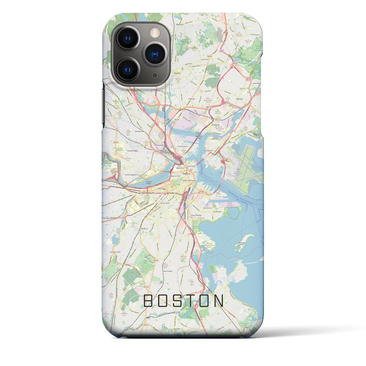 【ボストン】地図柄iPhoneケース（バックカバータイプ・ナチュラル）iPhone 11 Pro Max 用