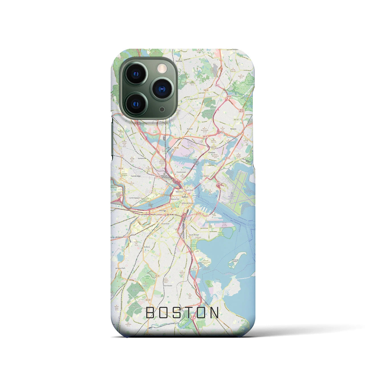 【ボストン】地図柄iPhoneケース（バックカバータイプ・ナチュラル）iPhone 11 Pro 用