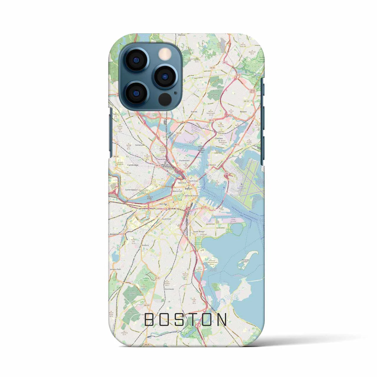 【ボストン】地図柄iPhoneケース（バックカバータイプ・ナチュラル）iPhone 12 / 12 Pro 用