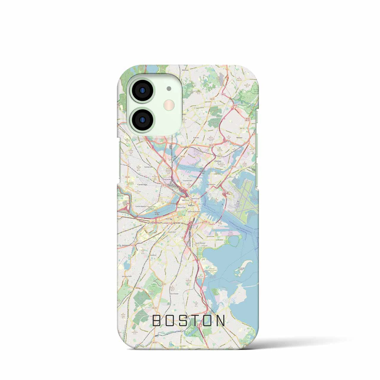 【ボストン】地図柄iPhoneケース（バックカバータイプ・ナチュラル）iPhone 12 mini 用
