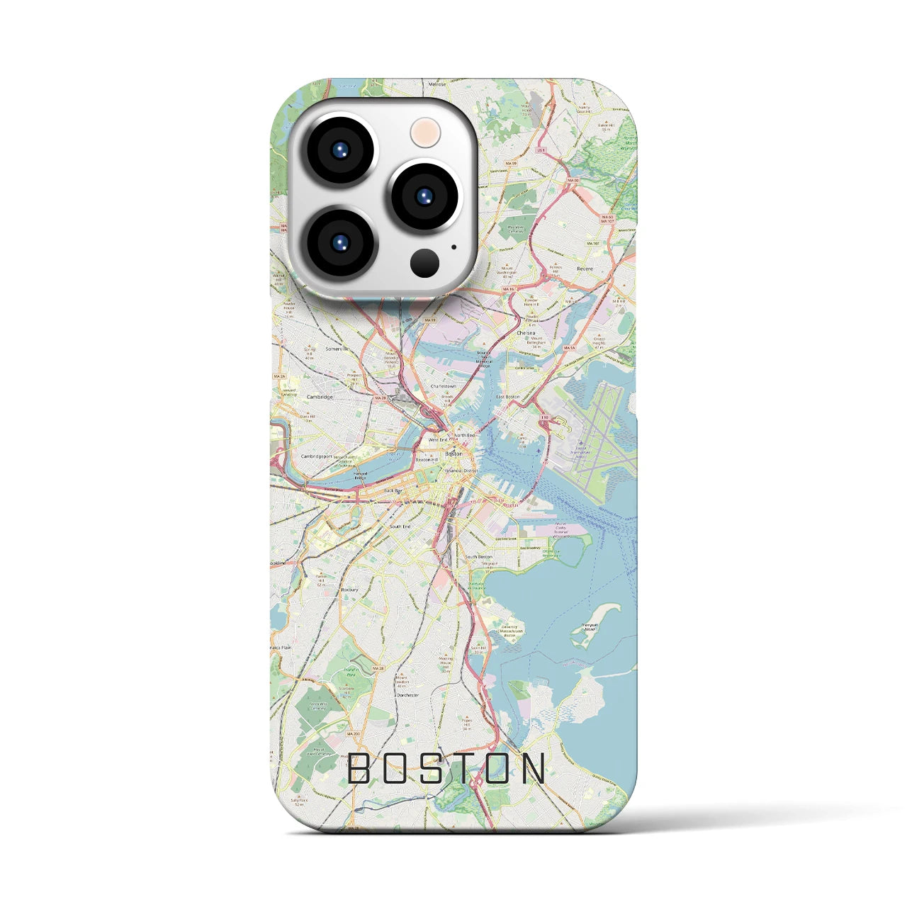 【ボストン】地図柄iPhoneケース（バックカバータイプ・ナチュラル）iPhone 13 Pro 用