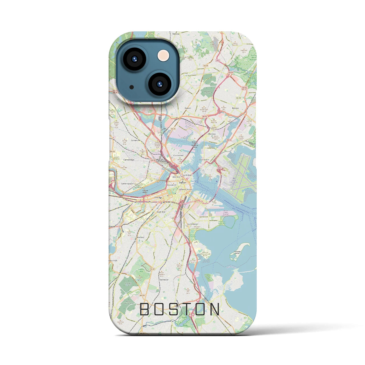 【ボストン】地図柄iPhoneケース（バックカバータイプ・ナチュラル）iPhone 13 用