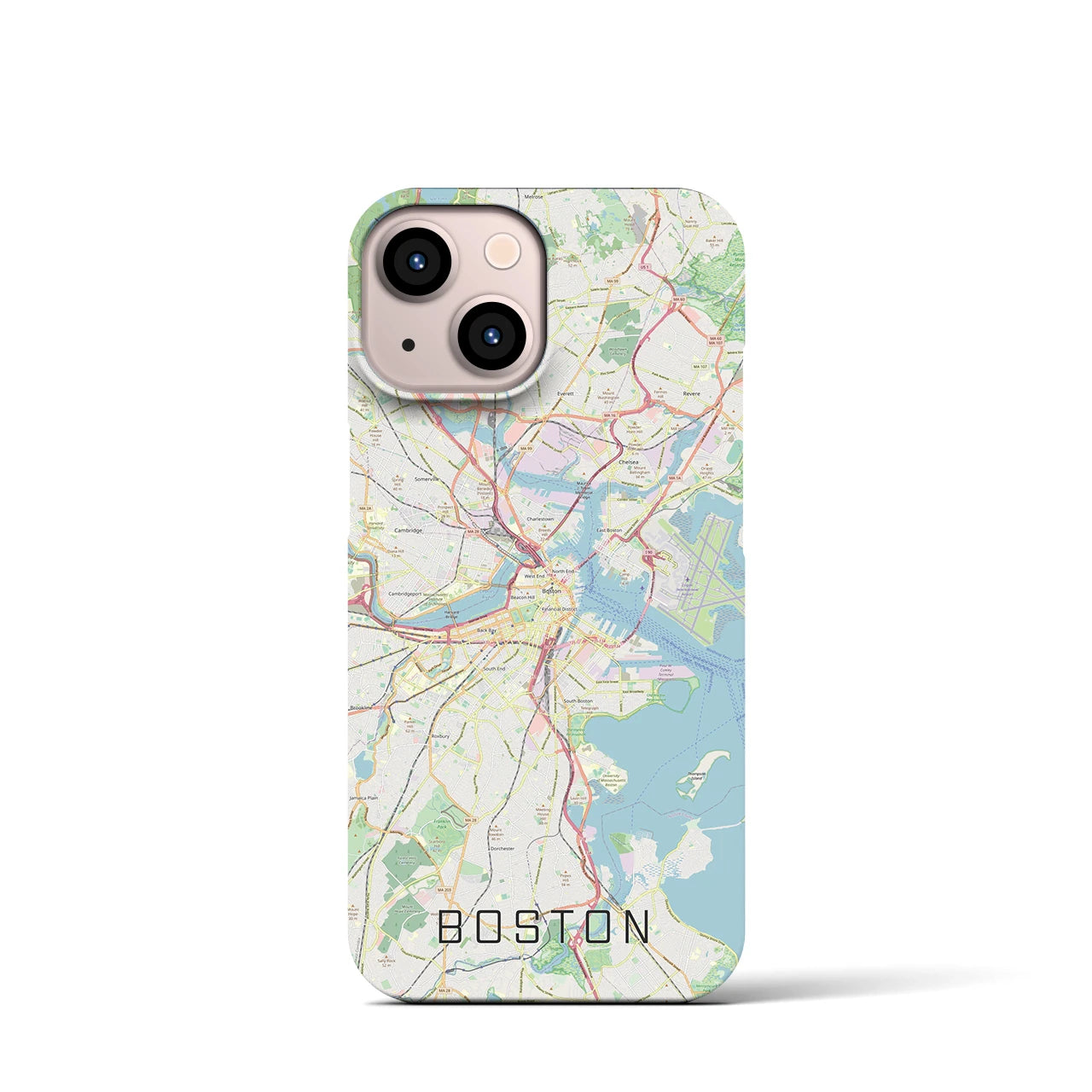 【ボストン】地図柄iPhoneケース（バックカバータイプ・ナチュラル）iPhone 13 mini 用