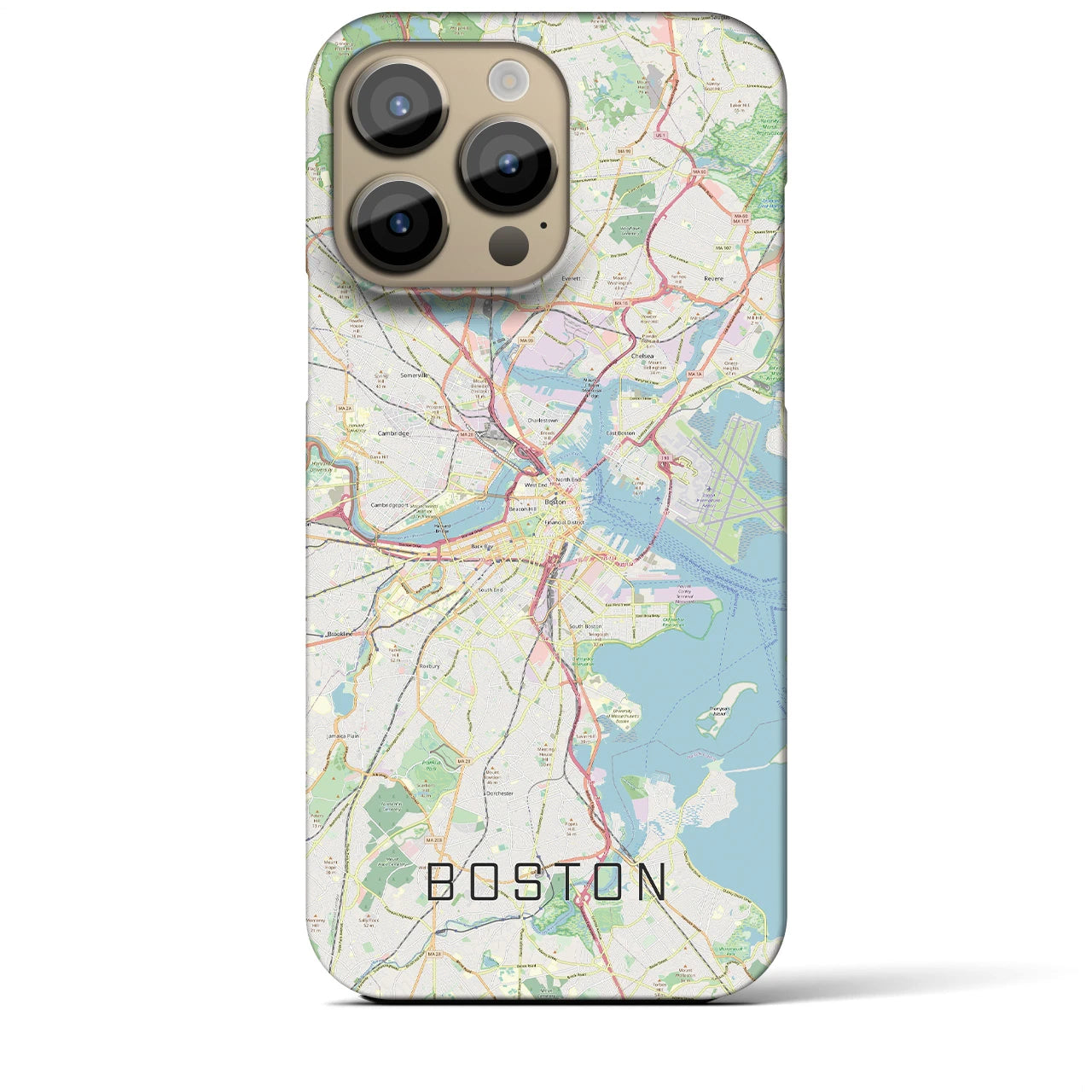 【ボストン】地図柄iPhoneケース（バックカバータイプ・ナチュラル）iPhone 14 Pro Max 用