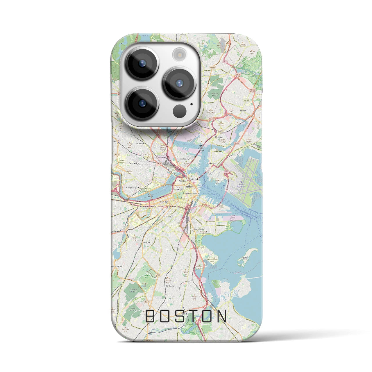 【ボストン】地図柄iPhoneケース（バックカバータイプ・ナチュラル）iPhone 14 Pro 用