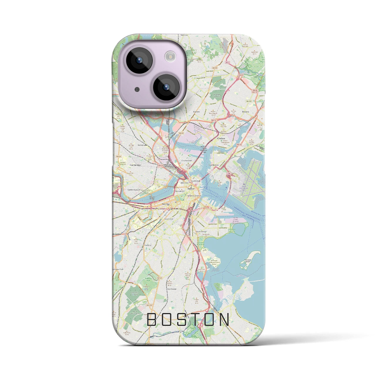 【ボストン】地図柄iPhoneケース（バックカバータイプ・ナチュラル）iPhone 14 用