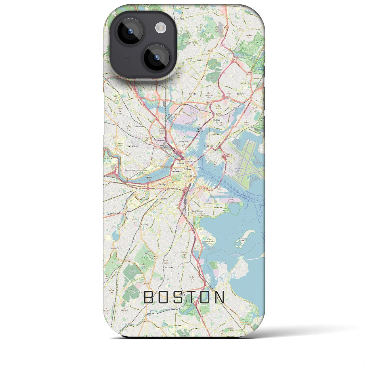 【ボストン】地図柄iPhoneケース（バックカバータイプ・ナチュラル）iPhone 14 Plus 用