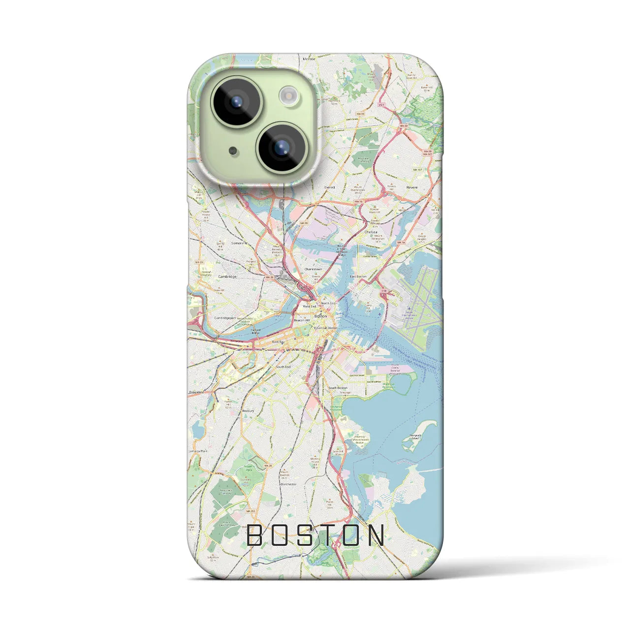 【ボストン】地図柄iPhoneケース（バックカバータイプ・ナチュラル）iPhone 15 用