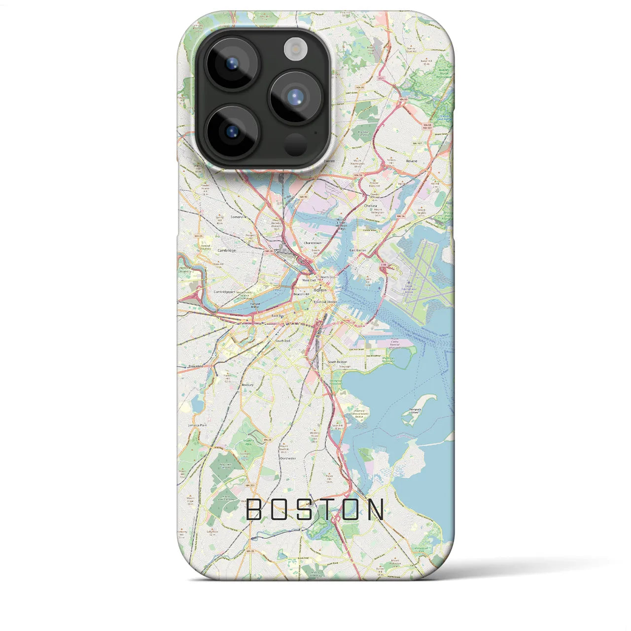 【ボストン】地図柄iPhoneケース（バックカバータイプ・ナチュラル）iPhone 15 Pro Max 用