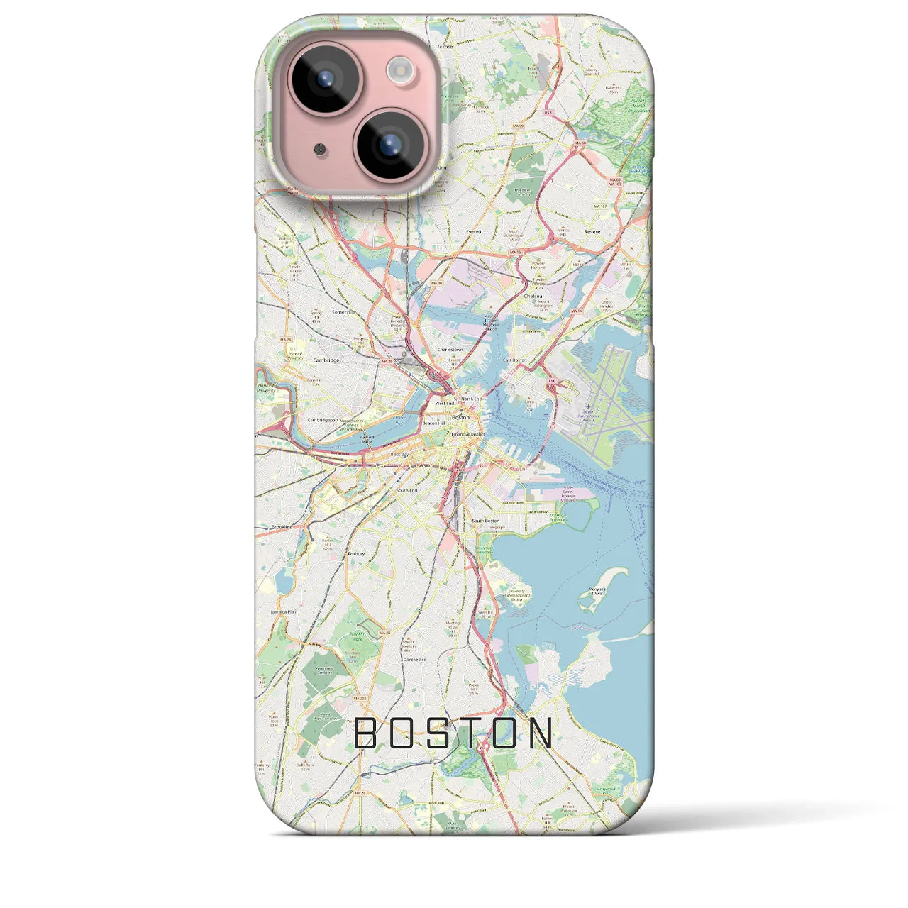 【ボストン】地図柄iPhoneケース（バックカバータイプ・ナチュラル）iPhone 15 Plus 用