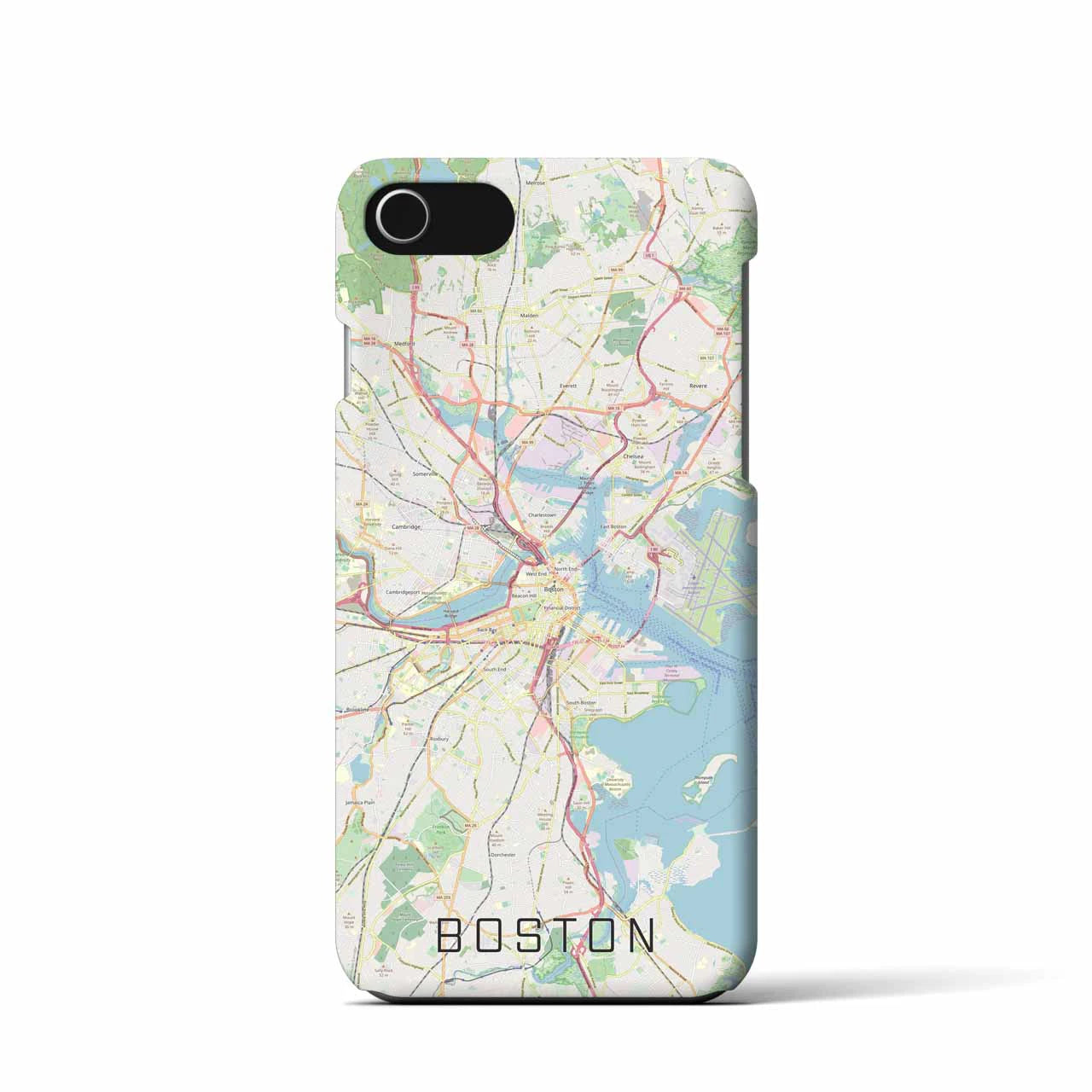 【ボストン】地図柄iPhoneケース（バックカバータイプ・ナチュラル）iPhone SE（第3 / 第2世代） / 8 / 7 / 6s / 6 用