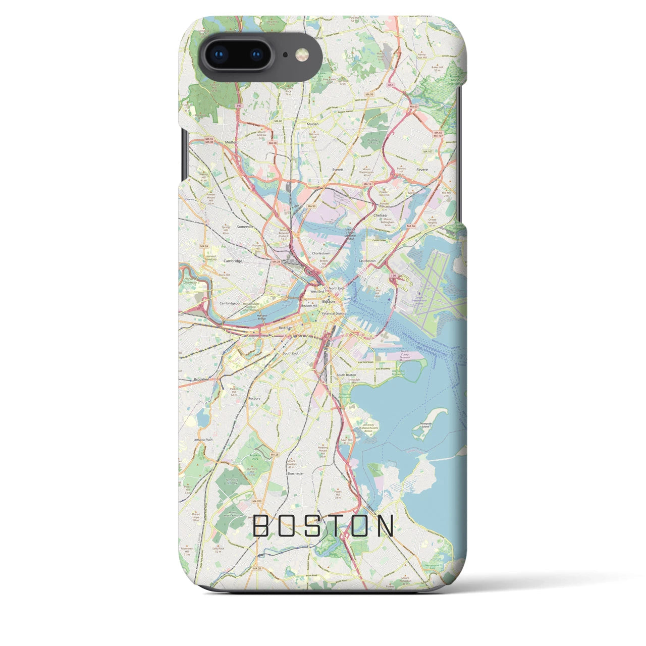 【ボストン】地図柄iPhoneケース（バックカバータイプ・ナチュラル）iPhone 8Plus /7Plus / 6sPlus / 6Plus 用