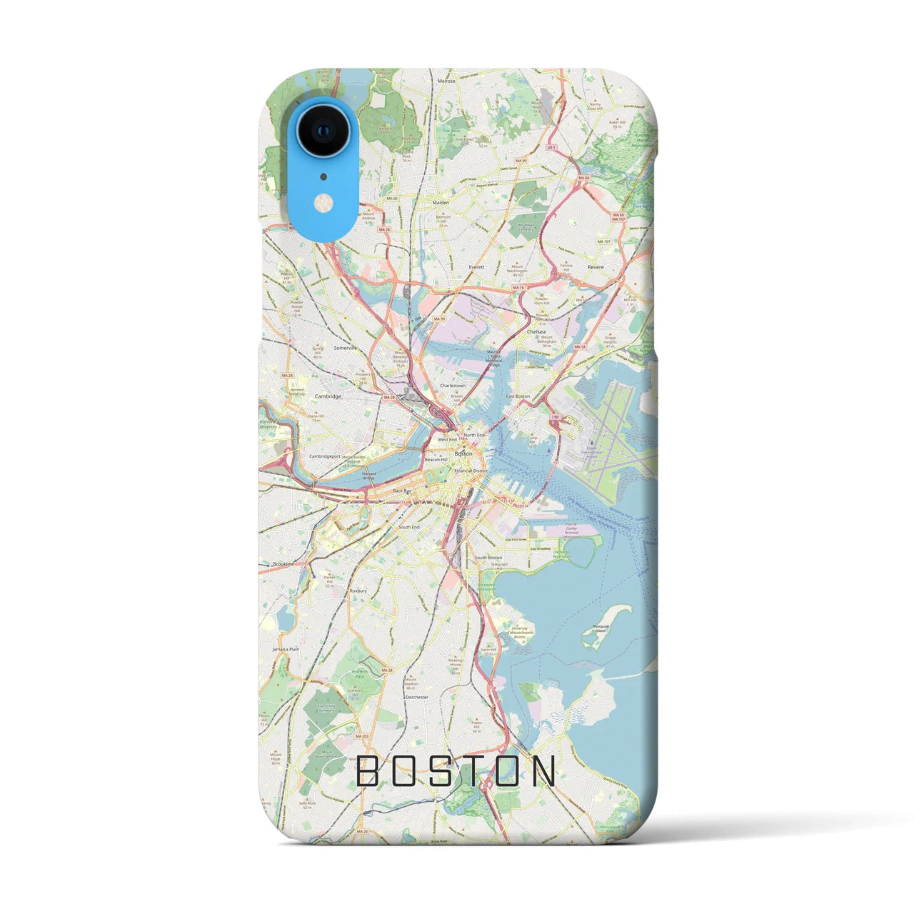 【ボストン】地図柄iPhoneケース（バックカバータイプ・ナチュラル）iPhone XR 用