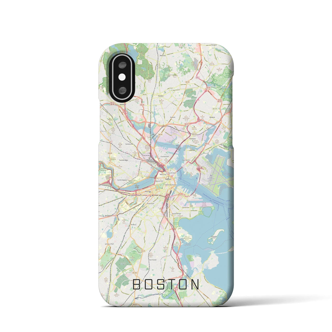 【ボストン】地図柄iPhoneケース（バックカバータイプ・ナチュラル）iPhone XS / X 用
