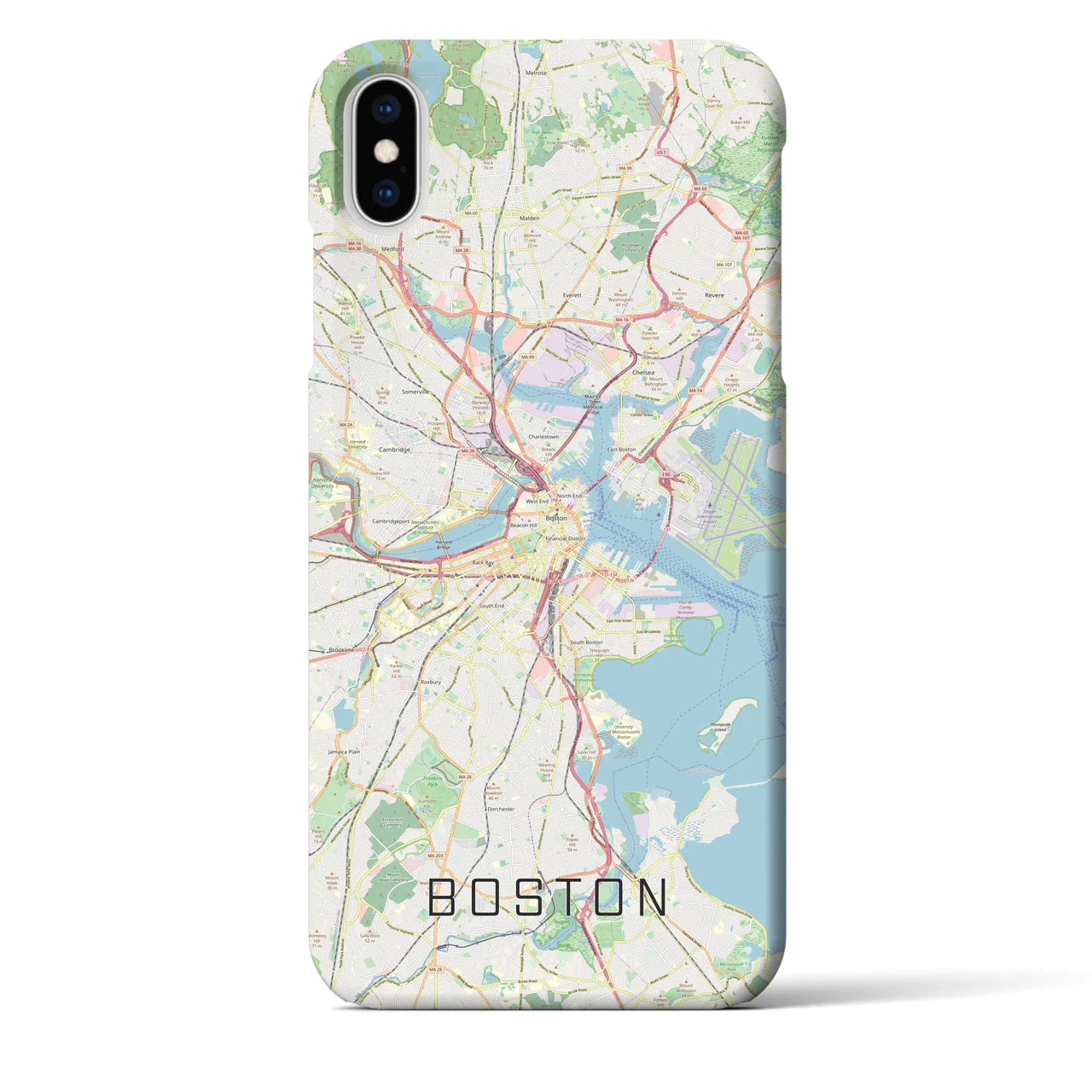 【ボストン】地図柄iPhoneケース（バックカバータイプ・ナチュラル）iPhone XS Max 用