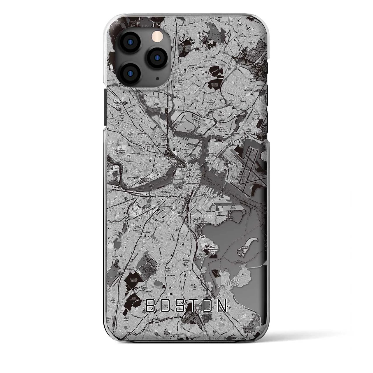 【ボストン】地図柄iPhoneケース（クリアタイプ・モノトーン）iPhone 11 Pro Max 用