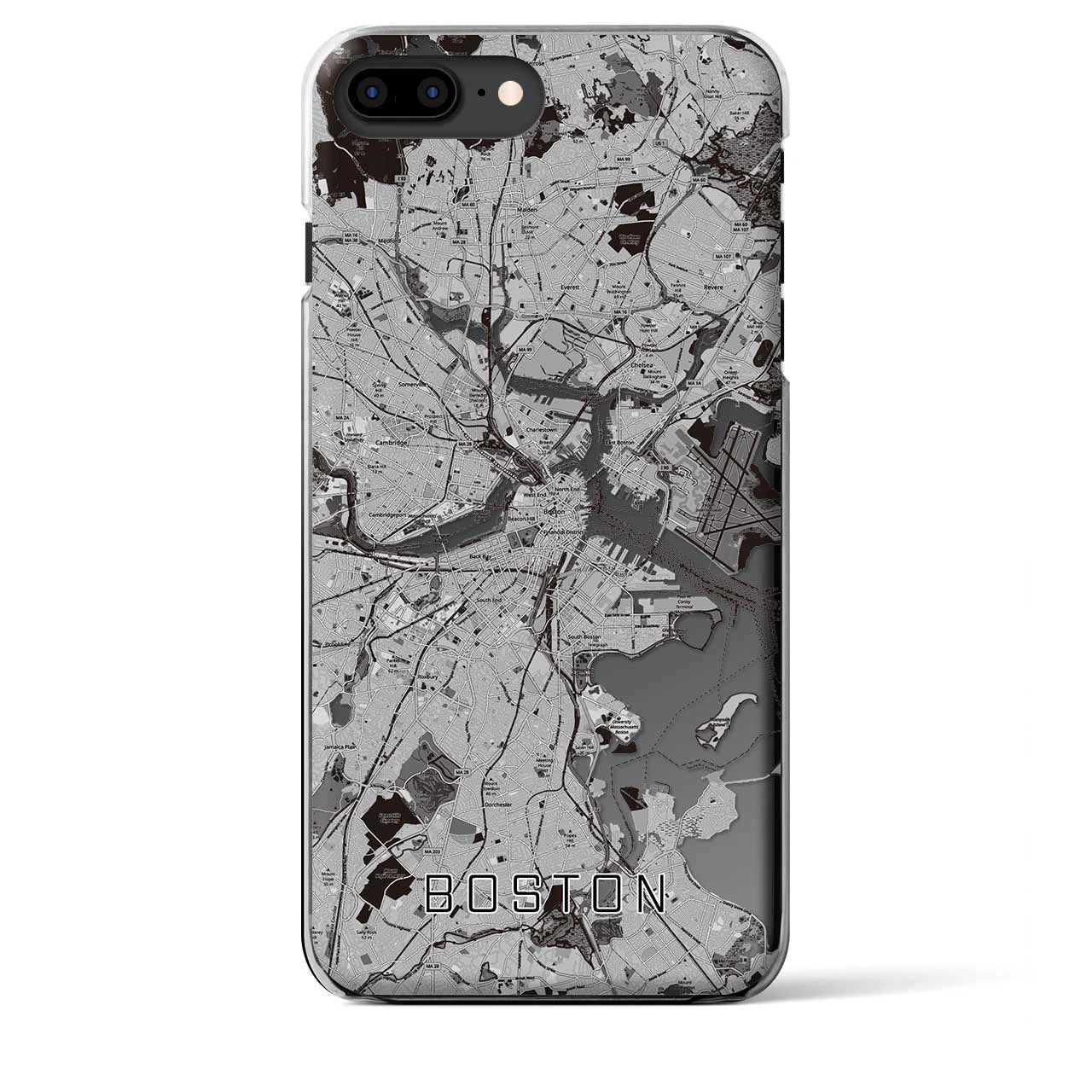 【ボストン】地図柄iPhoneケース（クリアタイプ・モノトーン）iPhone 8Plus /7Plus / 6sPlus / 6Plus 用