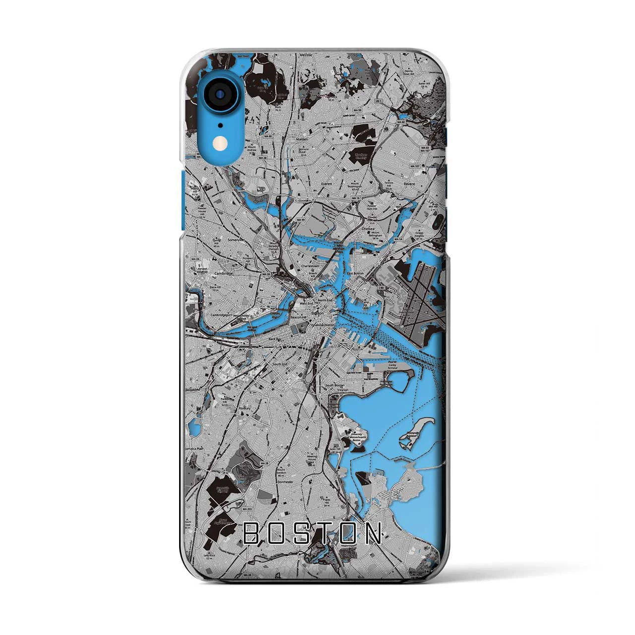 【ボストン】地図柄iPhoneケース（クリアタイプ・モノトーン）iPhone XR 用