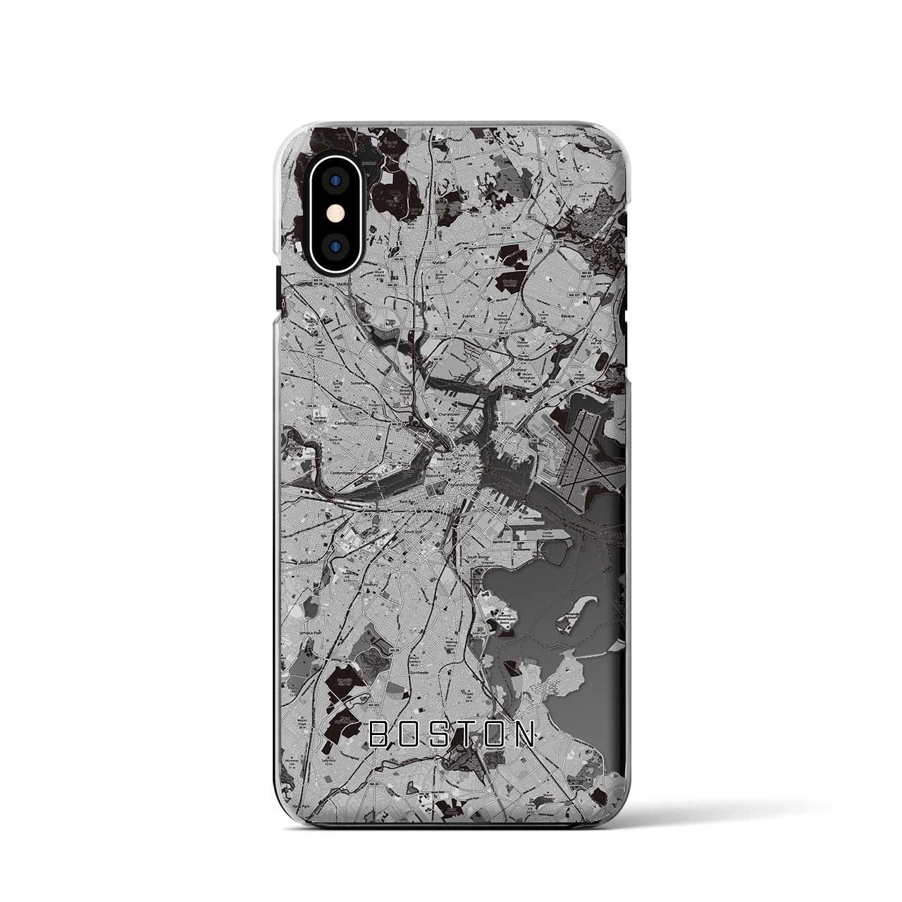 【ボストン】地図柄iPhoneケース（クリアタイプ・モノトーン）iPhone XS / X 用