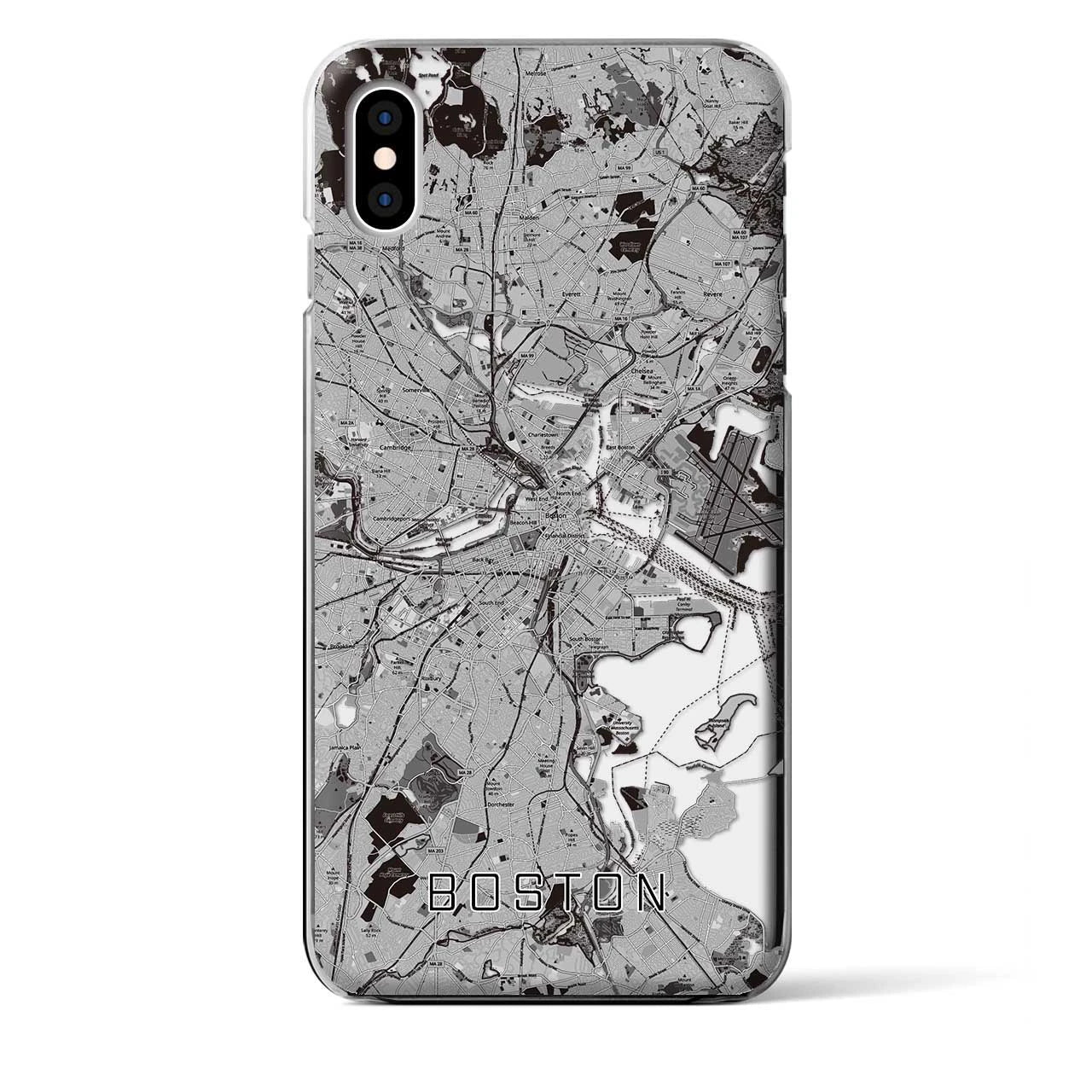 【ボストン】地図柄iPhoneケース（クリアタイプ・モノトーン）iPhone XS Max 用