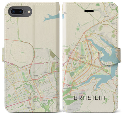 【ブラジリア（ブラジル）】地図柄iPhoneケース（手帳タイプ）ナチュラル・iPhone 8Plus /7Plus / 6sPlus / 6Plus 用
