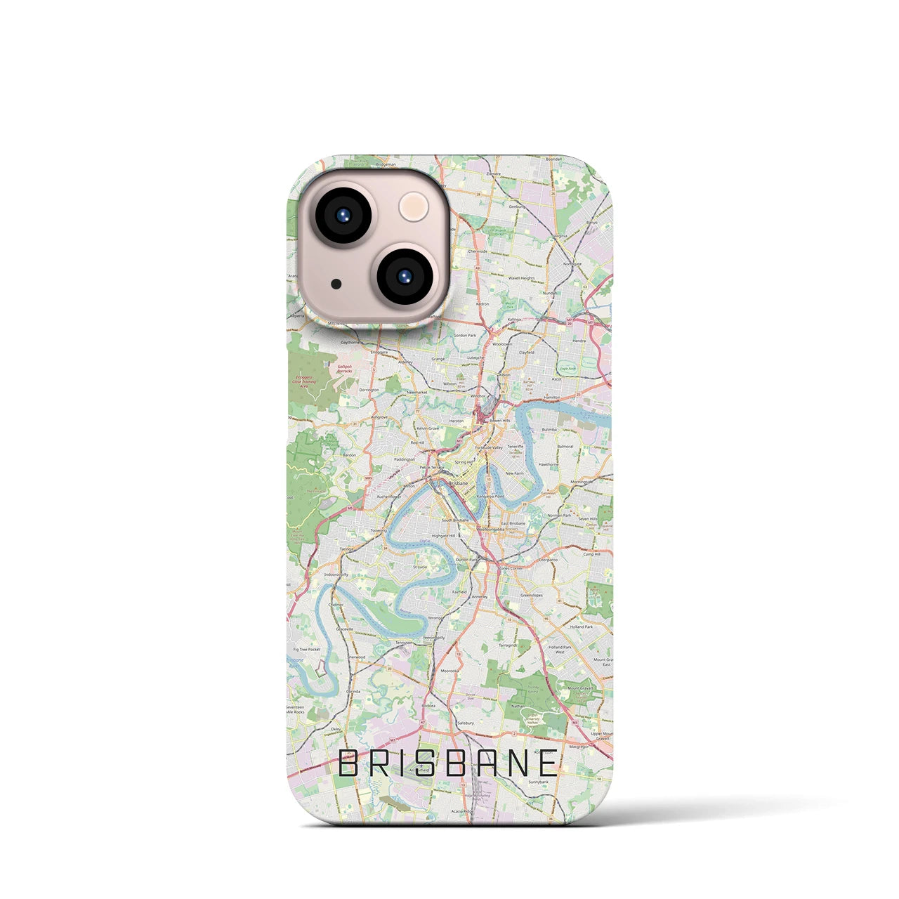 【ブリスベン】地図柄iPhoneケース（バックカバータイプ・ナチュラル）iPhone 13 mini 用