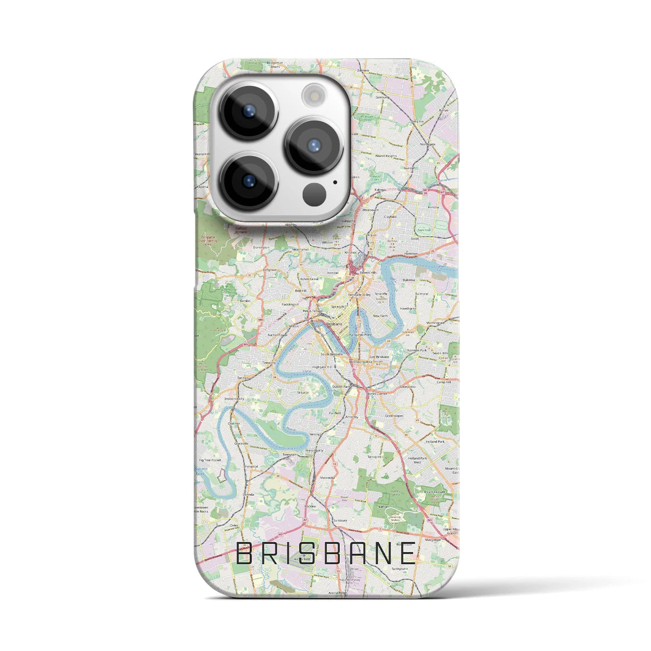 【ブリスベン】地図柄iPhoneケース（バックカバータイプ・ナチュラル）iPhone 14 Pro 用