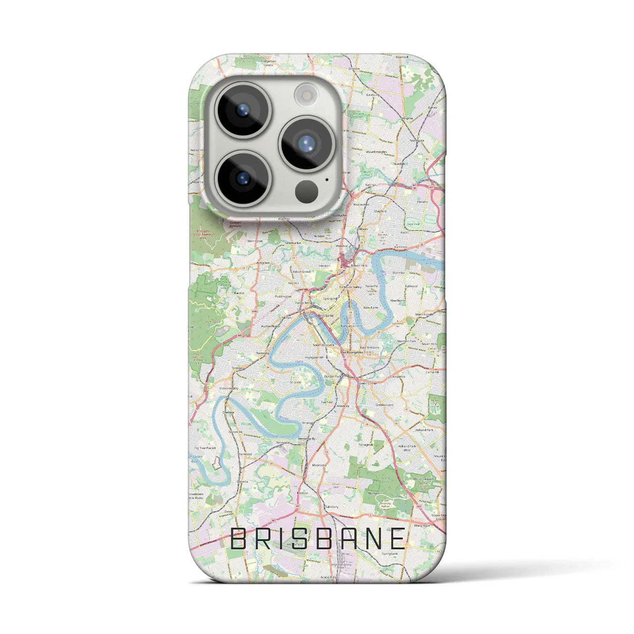 【ブリスベン】地図柄iPhoneケース（バックカバータイプ・ナチュラル）iPhone 15 Pro 用