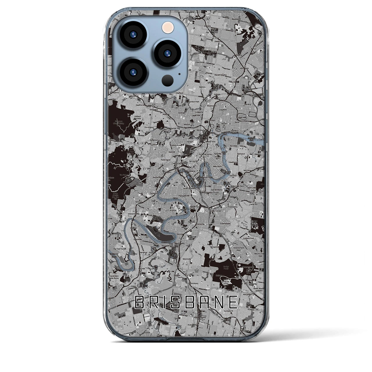 【ブリスベン】地図柄iPhoneケース（クリアタイプ・モノトーン）iPhone 13 Pro Max 用