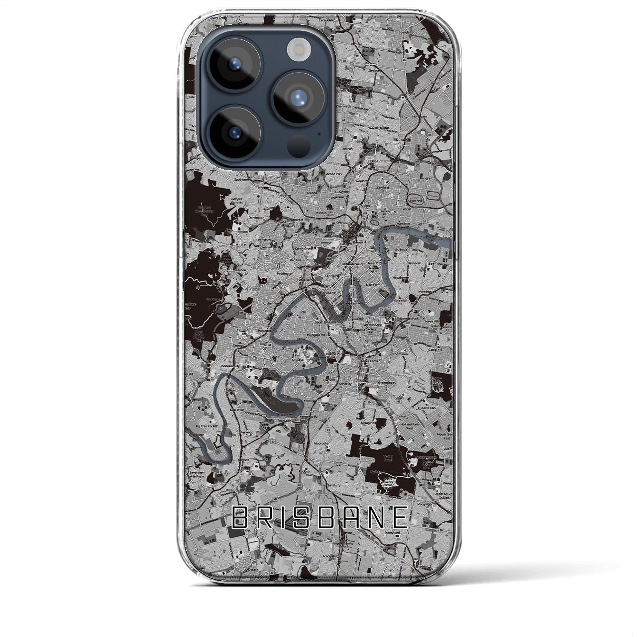 【ブリスベン】地図柄iPhoneケース（クリアタイプ・モノトーン）iPhone 15 Pro Max 用