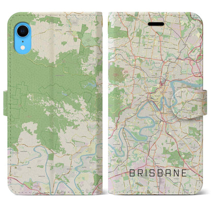 【ブリスベン（オーストラリア）】地図柄iPhoneケース（手帳タイプ）ナチュラル・iPhone XR 用