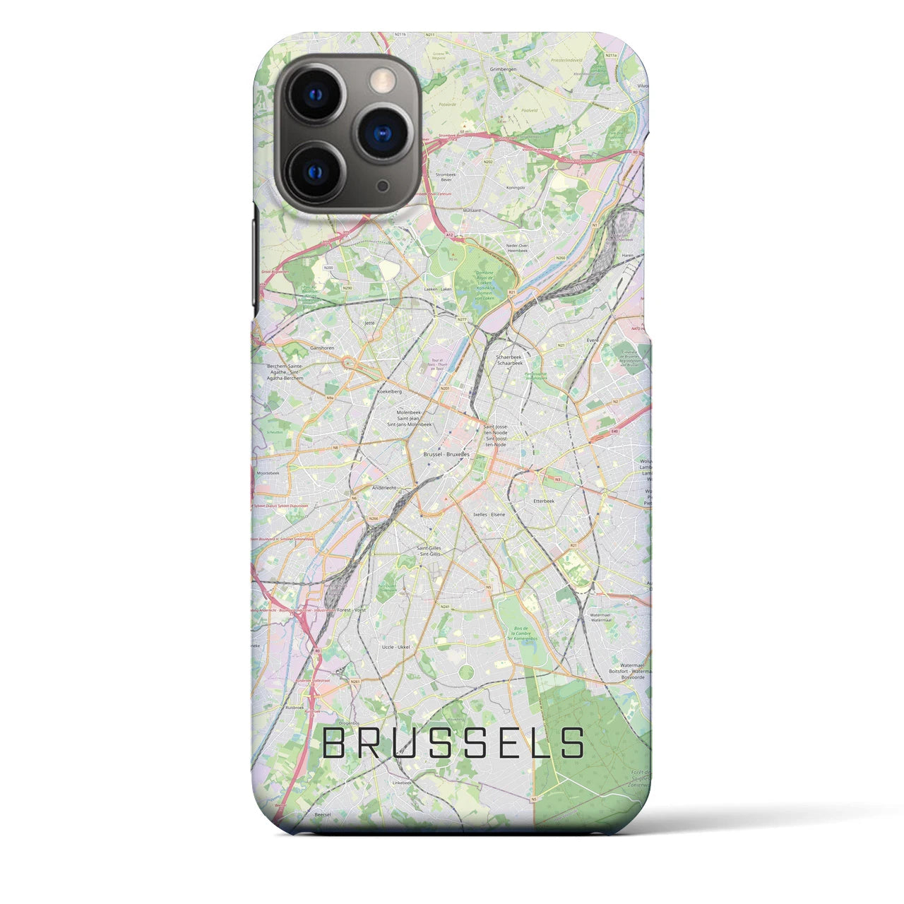 【ブリュッセル】地図柄iPhoneケース（バックカバータイプ・ナチュラル）iPhone 11 Pro Max 用