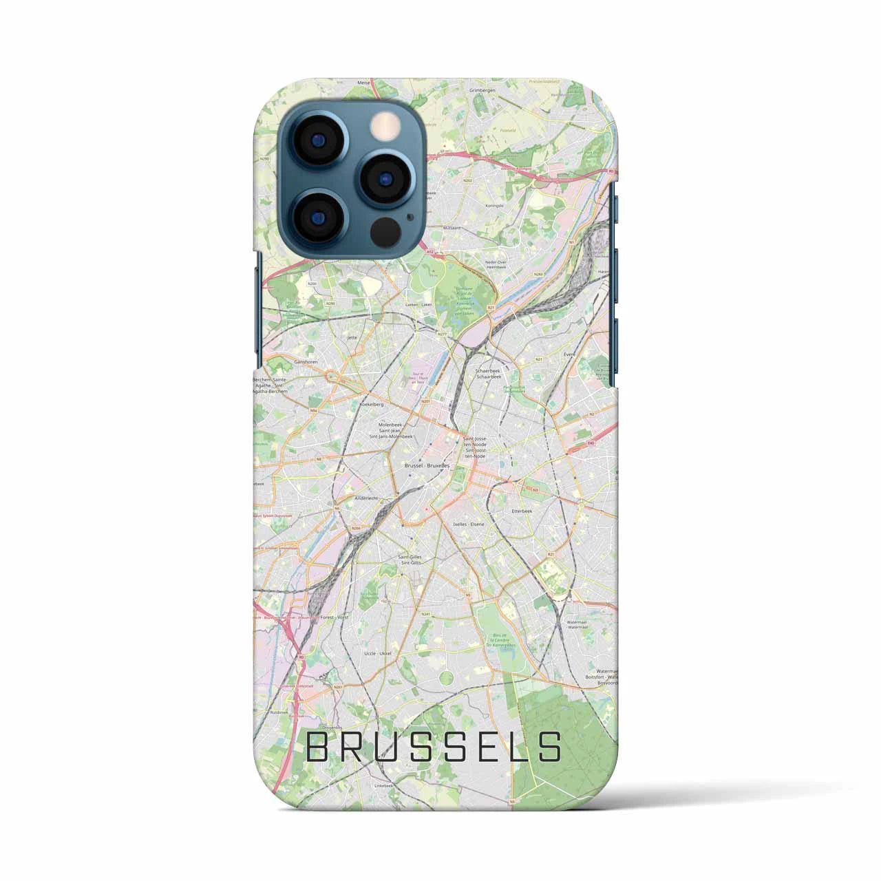 【ブリュッセル】地図柄iPhoneケース（バックカバータイプ・ナチュラル）iPhone 12 / 12 Pro 用