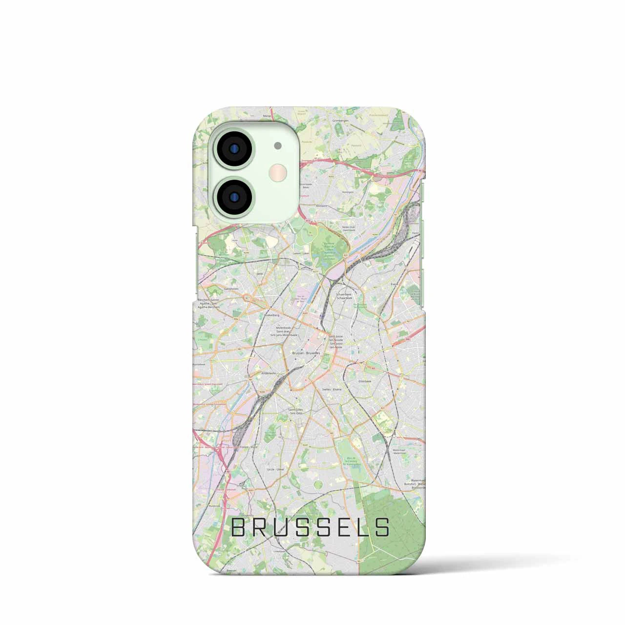 【ブリュッセル】地図柄iPhoneケース（バックカバータイプ・ナチュラル）iPhone 12 mini 用