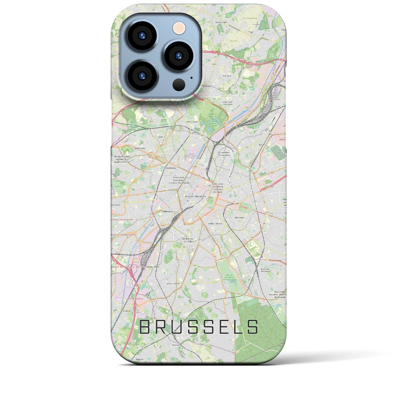【ブリュッセル】地図柄iPhoneケース（バックカバータイプ・ナチュラル）iPhone 13 Pro Max 用
