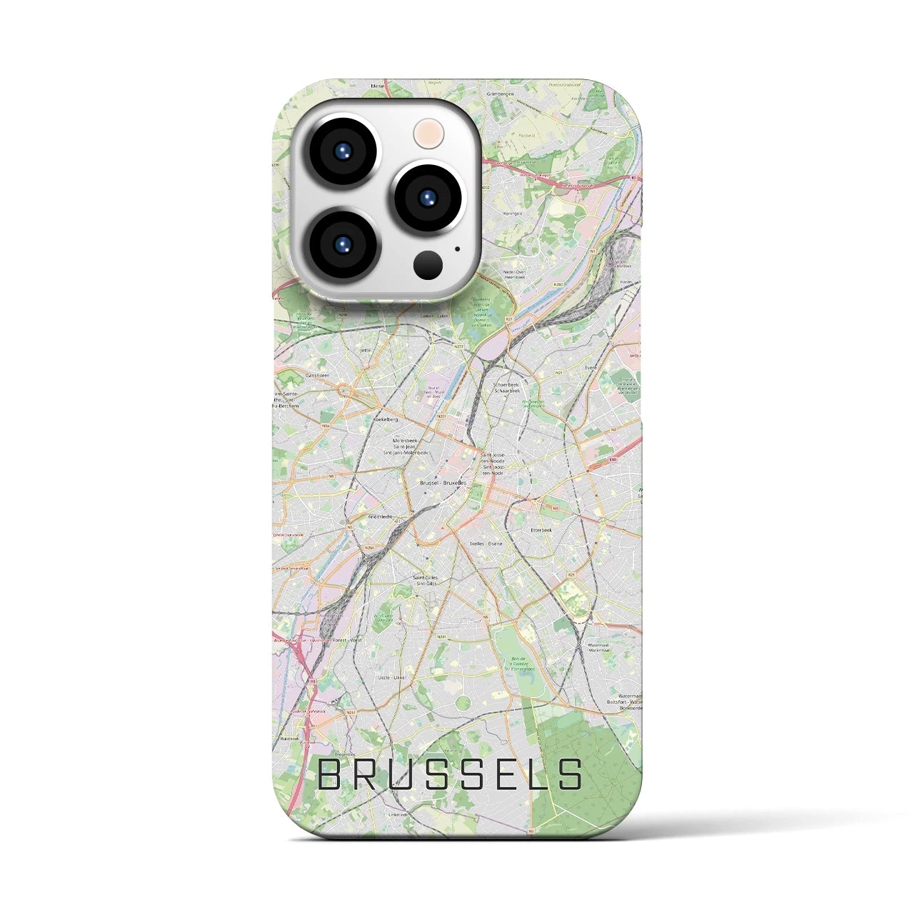 【ブリュッセル】地図柄iPhoneケース（バックカバータイプ・ナチュラル）iPhone 13 Pro 用