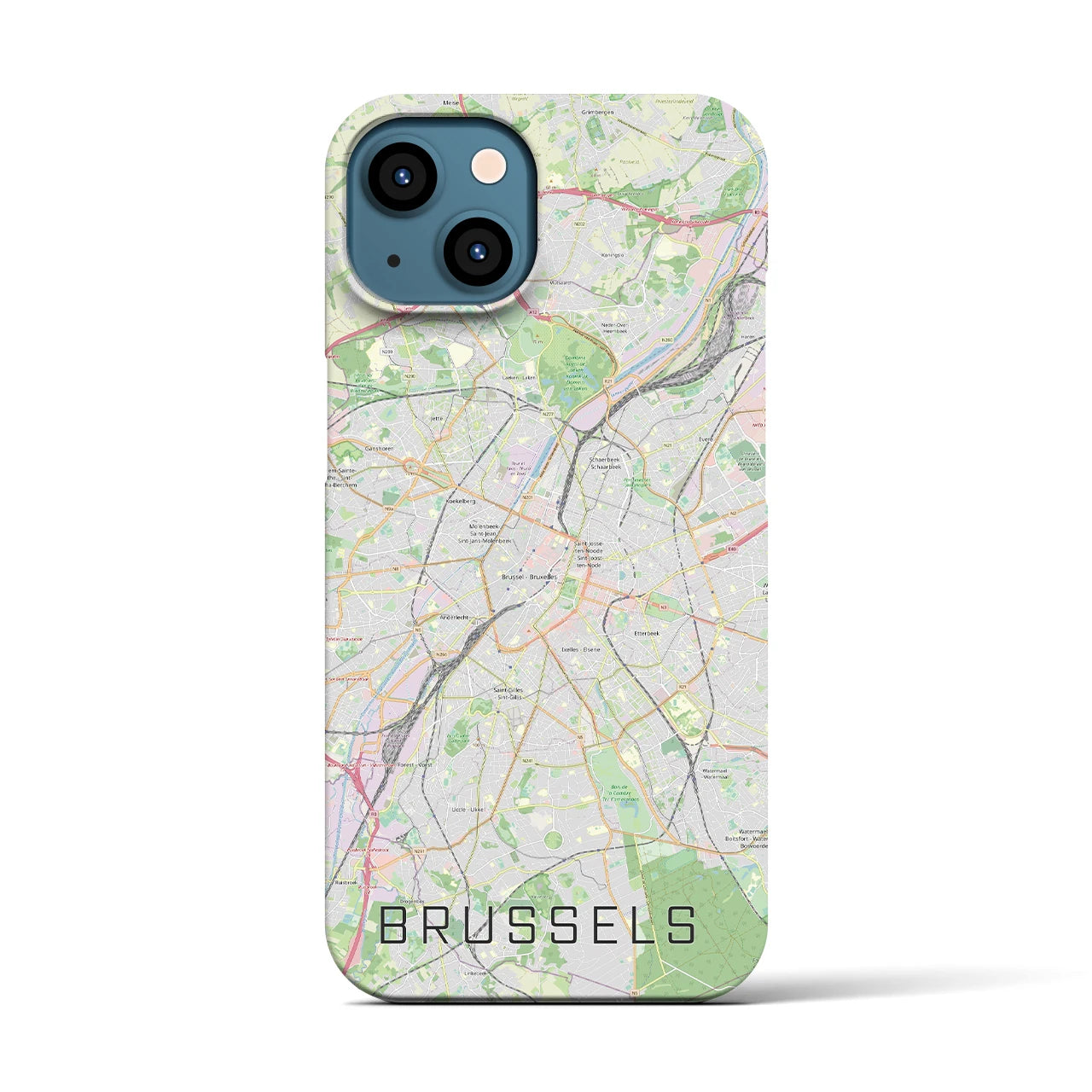 【ブリュッセル】地図柄iPhoneケース（バックカバータイプ・ナチュラル）iPhone 13 用
