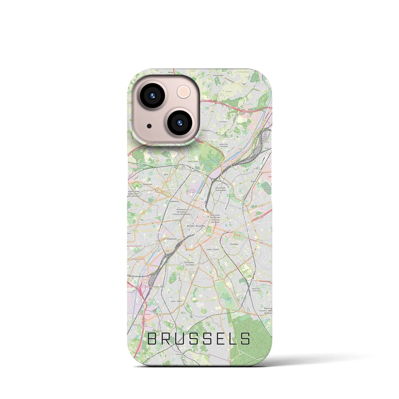 【ブリュッセル】地図柄iPhoneケース（バックカバータイプ・ナチュラル）iPhone 13 mini 用
