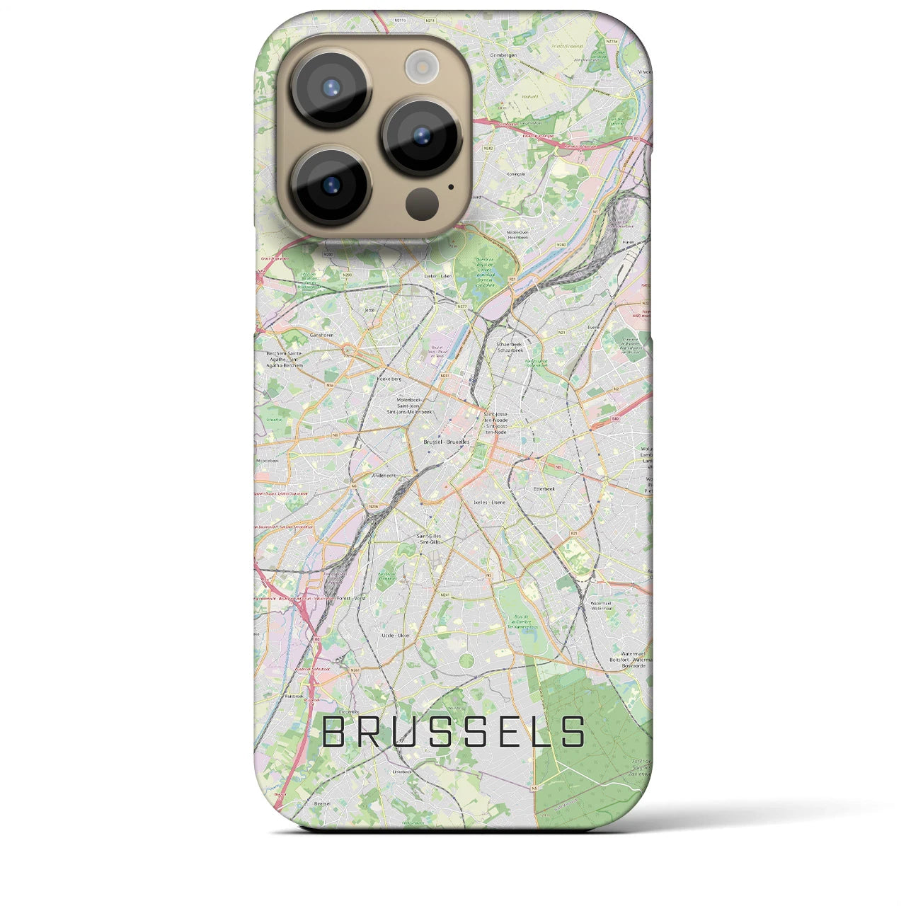 【ブリュッセル】地図柄iPhoneケース（バックカバータイプ・ナチュラル）iPhone 14 Pro Max 用
